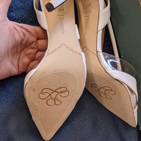 EUC J. Rene Pasco heel pumps patent/vinyl white 8.5M - Picture 4 of 7